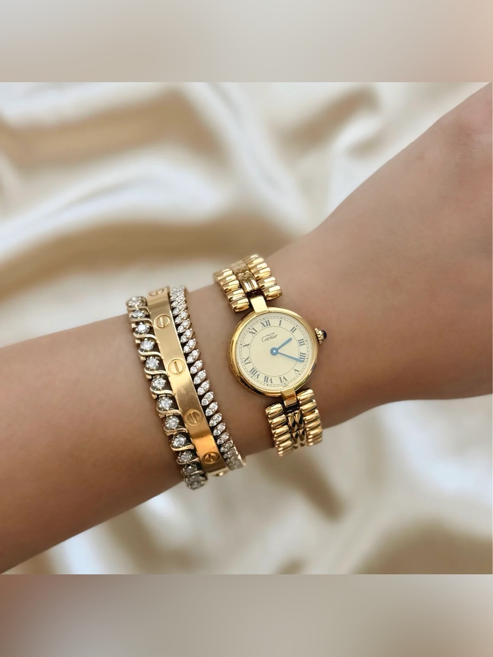 AUTHENTIC VINTAGE CARTIER GOLD WATCH - WITH BOX - Picture 2 of 8